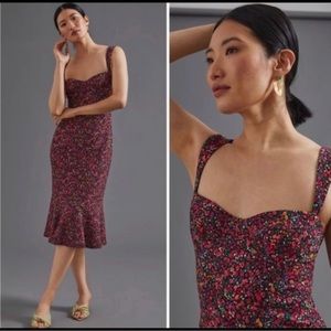 Hutch Floral Sweetheart Midi Ruffle Dress